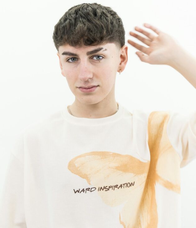 Cream long sleeve with butterfly print
